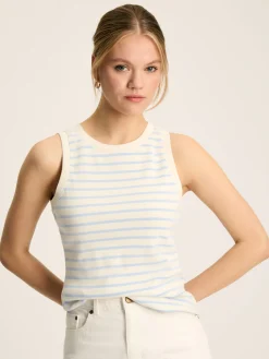 Harbour Cream & Blue Striped Jersey Vest<Joules Outlet