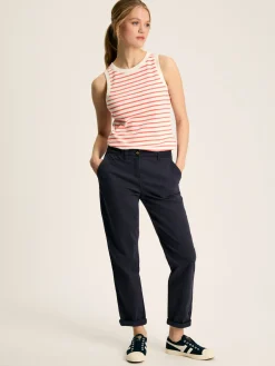 Harbour Cream & Coral Striped Jersey Vest<Joules Outlet