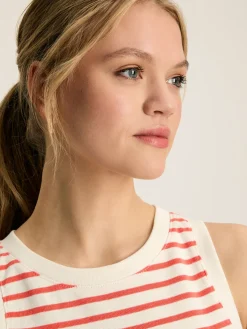 Harbour Cream & Coral Striped Jersey Vest<Joules Outlet