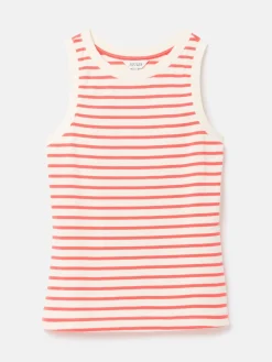 Harbour Cream & Coral Striped Jersey Vest<Joules Outlet