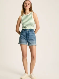 Harbour Cream & Green Striped Jersey Vest<Joules Sale