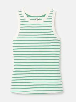 Harbour Cream & Green Striped Jersey Vest<Joules Sale