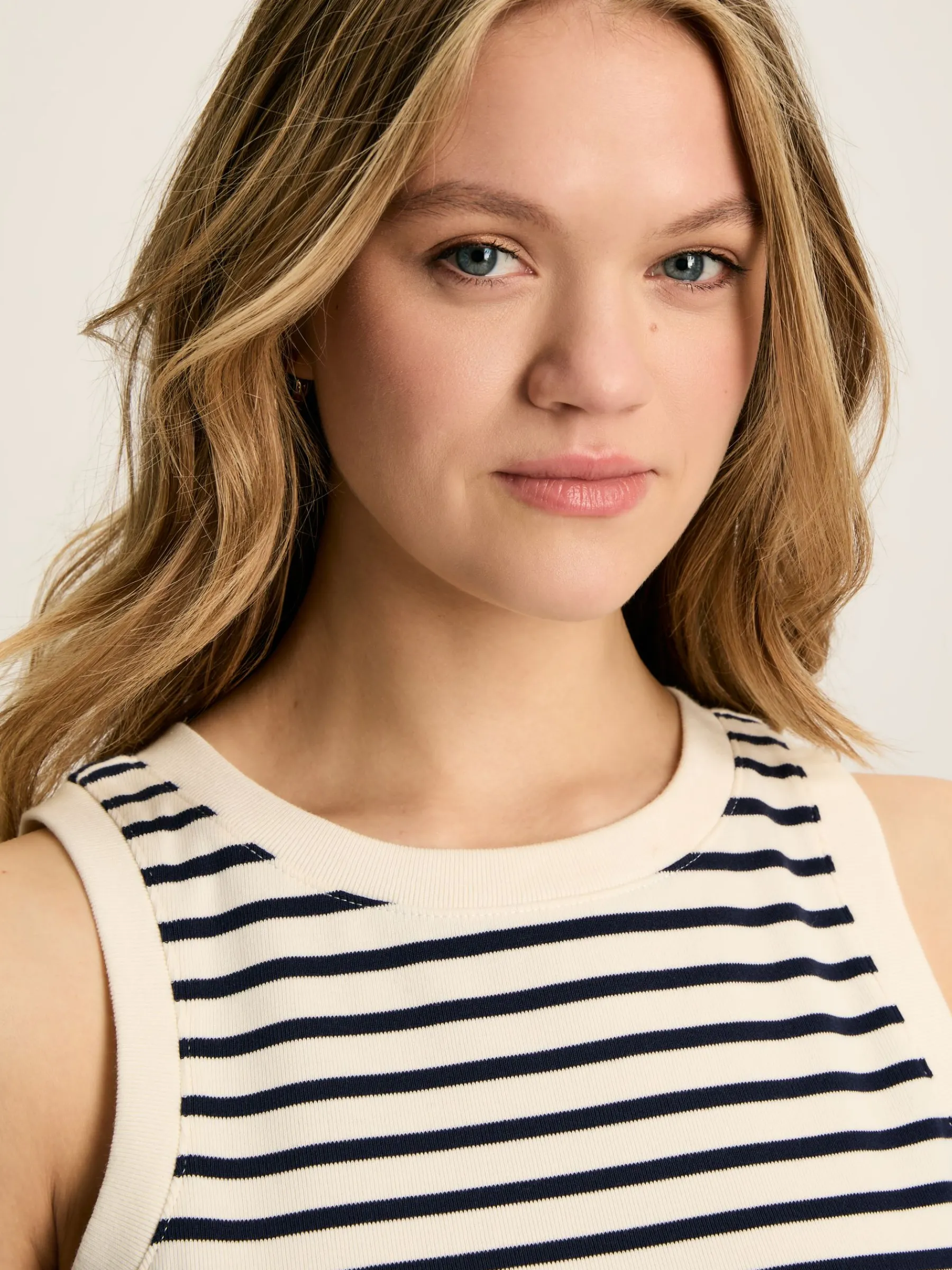 Harbour Cream & Navy Striped Jersey Vest<Joules