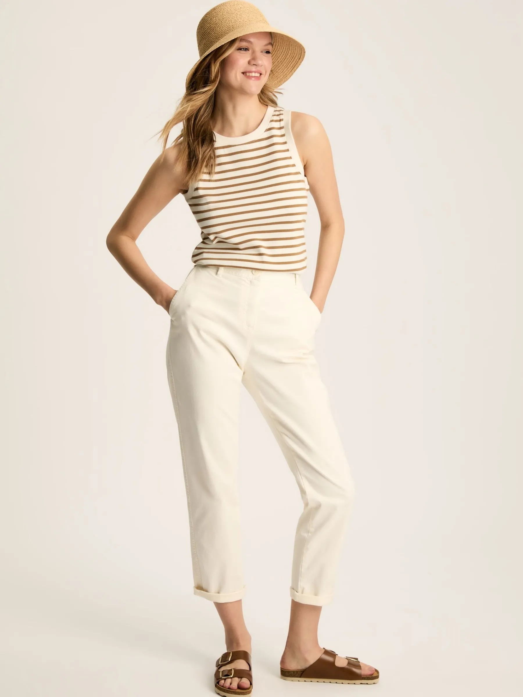 Harbour Cream & Tan Striped Jersey Vest<Joules Discount