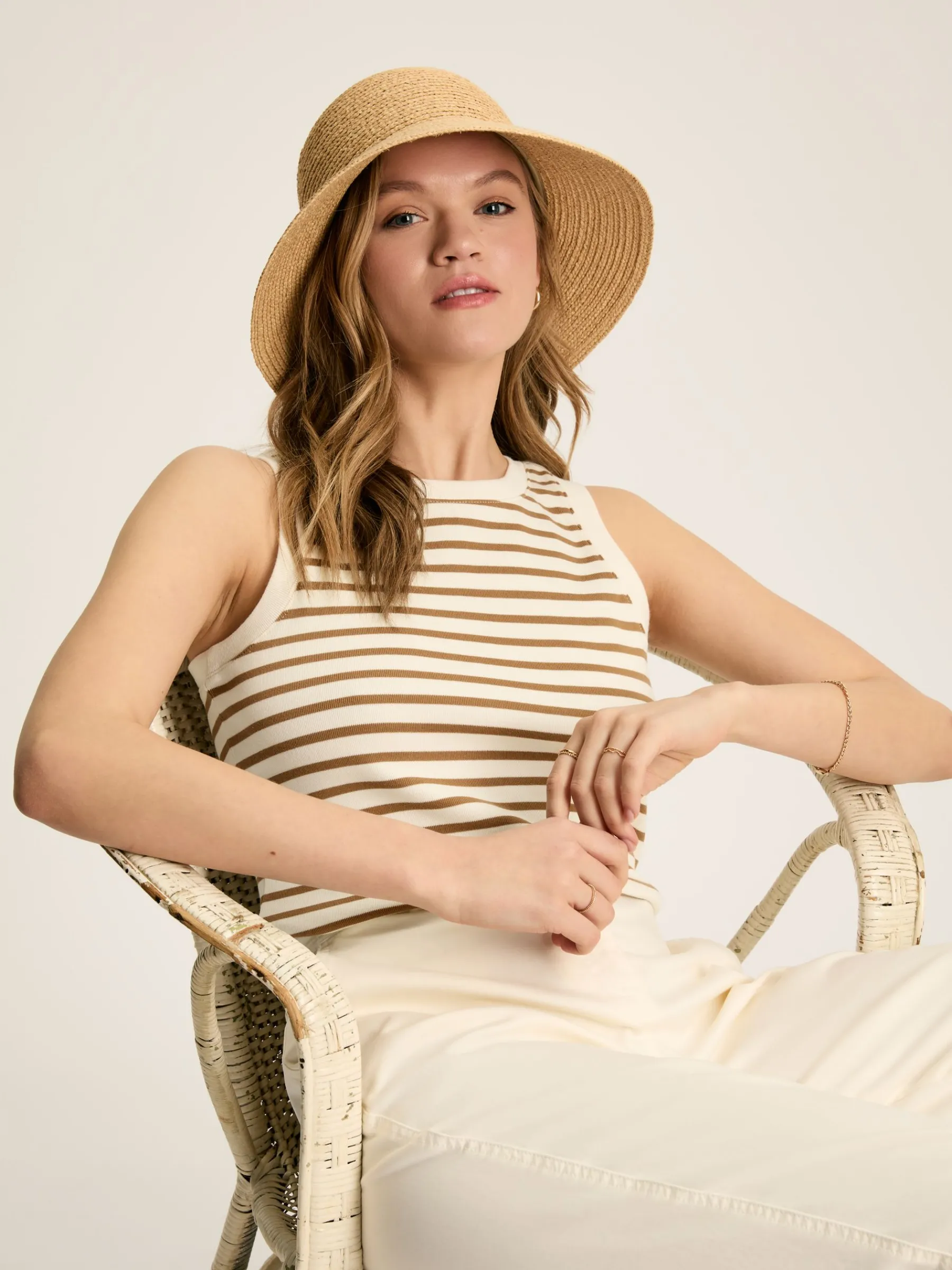 Harbour Cream & Tan Striped Jersey Vest<Joules Discount