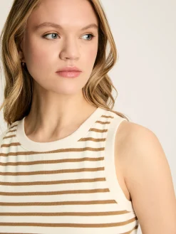 Harbour Cream & Tan Striped Jersey Vest<Joules Discount