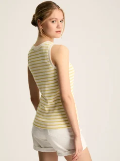 Harbour Cream & Yellow Striped Jersey Vest<Joules