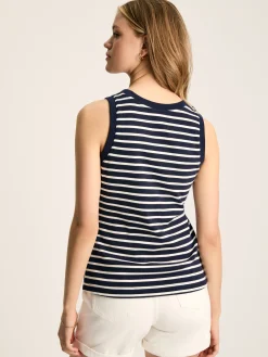 Harbour Navy & Cream Striped Jersey Vest<Joules Clearance