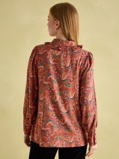 Harper Red Paisley Pussybow Tie Blouse<Joules Best