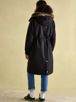 Harpsden Cosy Waterproof Fleece Lined Raincoat with Faux Fur Hood<Joules Online