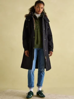 Harpsden Cosy Waterproof Fleece Lined Raincoat with Faux Fur Hood<Joules Online