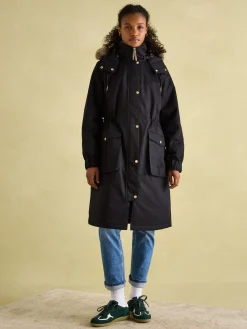 Harpsden Cosy Waterproof Fleece Lined Raincoat with Faux Fur Hood<Joules Online