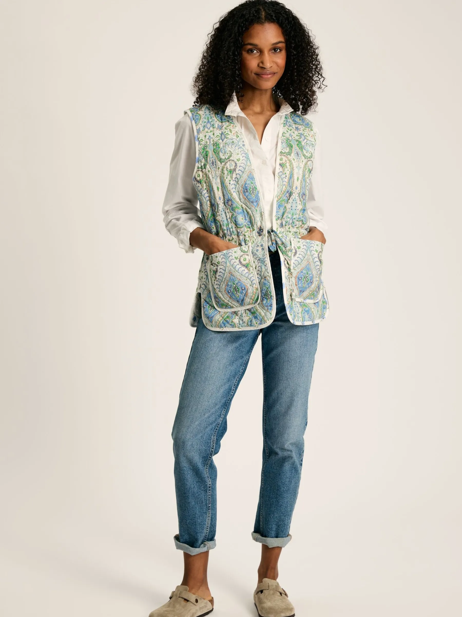 Hatfield Blue Paisley Cotton Quilted Gilet<Joules Hot