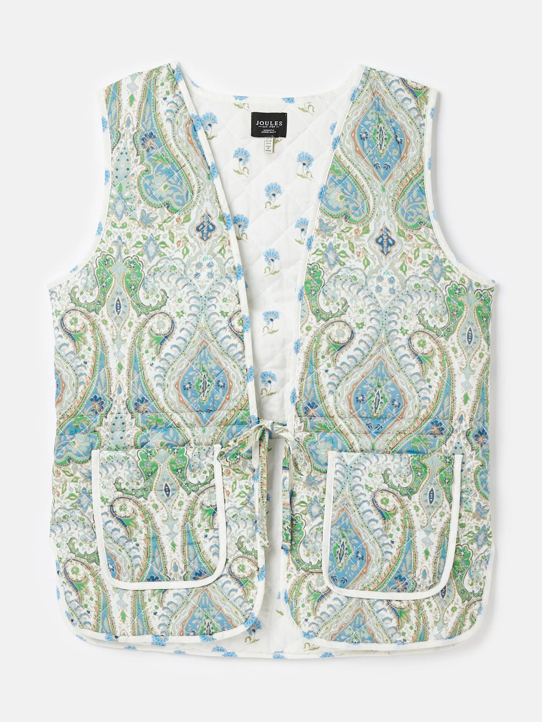 Hatfield Blue Paisley Cotton Quilted Gilet<Joules Hot