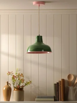 Hatfield Green & Pink Industrial-Style Pendant Light<Joules Discount