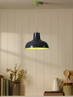 Hatfield Navy & Green Industrial-Style Pendant Light<Joules Discount