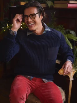 Hatfield Jumper with Woven Patch Detailing<Joules Outlet