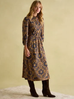 Hazel Brown Floral Jersey Shirt Dress<Joules Sale