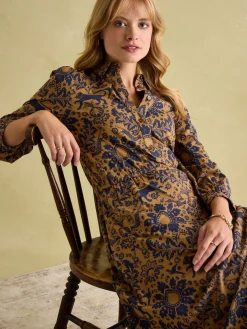 Hazel Brown Floral Jersey Shirt Dress<Joules Sale
