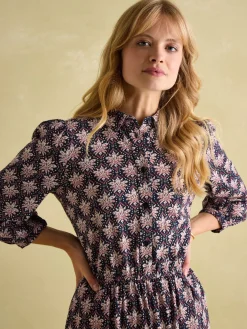 Hazel Navy and Pink Jersey Shirt Dress<Joules Discount