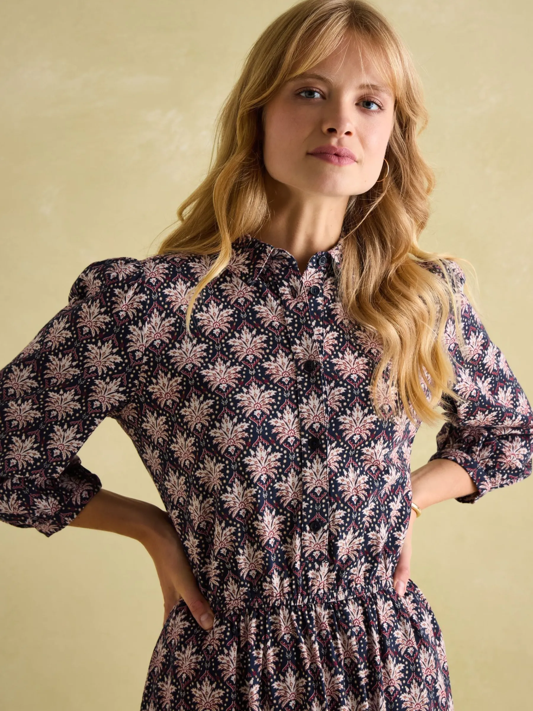Hazel Navy and Pink Jersey Shirt Dress<Joules Discount