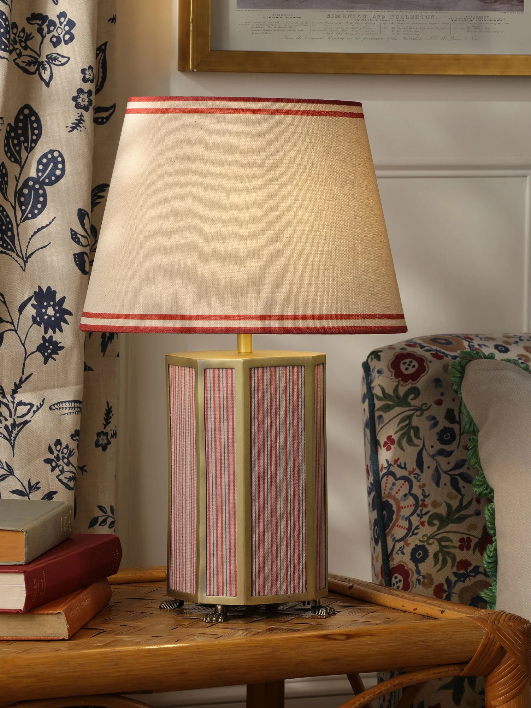 Helmingham Red Stripe Claw Foot Table Lamp<Joules