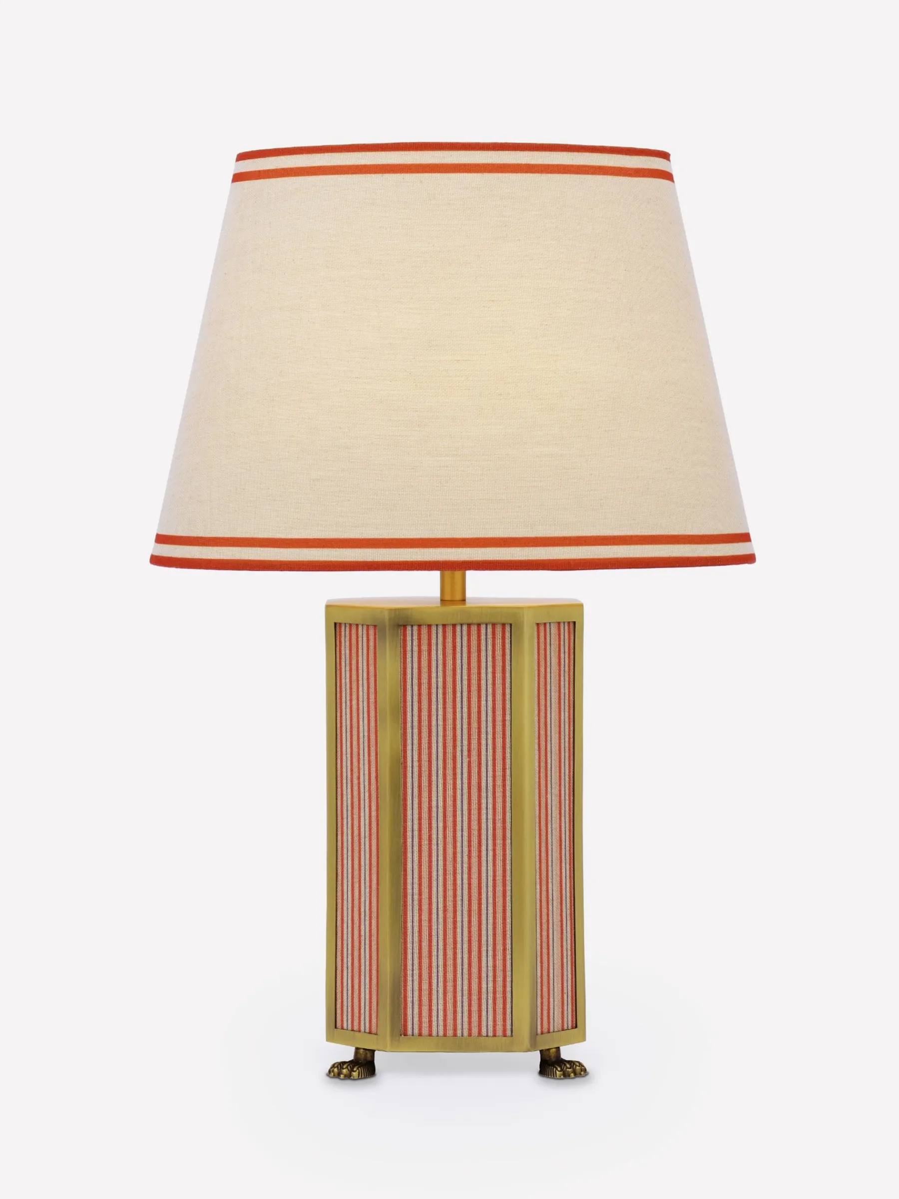 Helmingham Red Stripe Claw Foot Table Lamp<Joules
