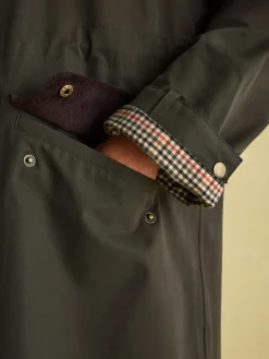 Highbridge Khaki Green Waterproof Longline Coat with Hood<Joules
