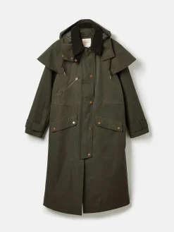 Highbridge Khaki Green Waterproof Longline Coat with Hood<Joules