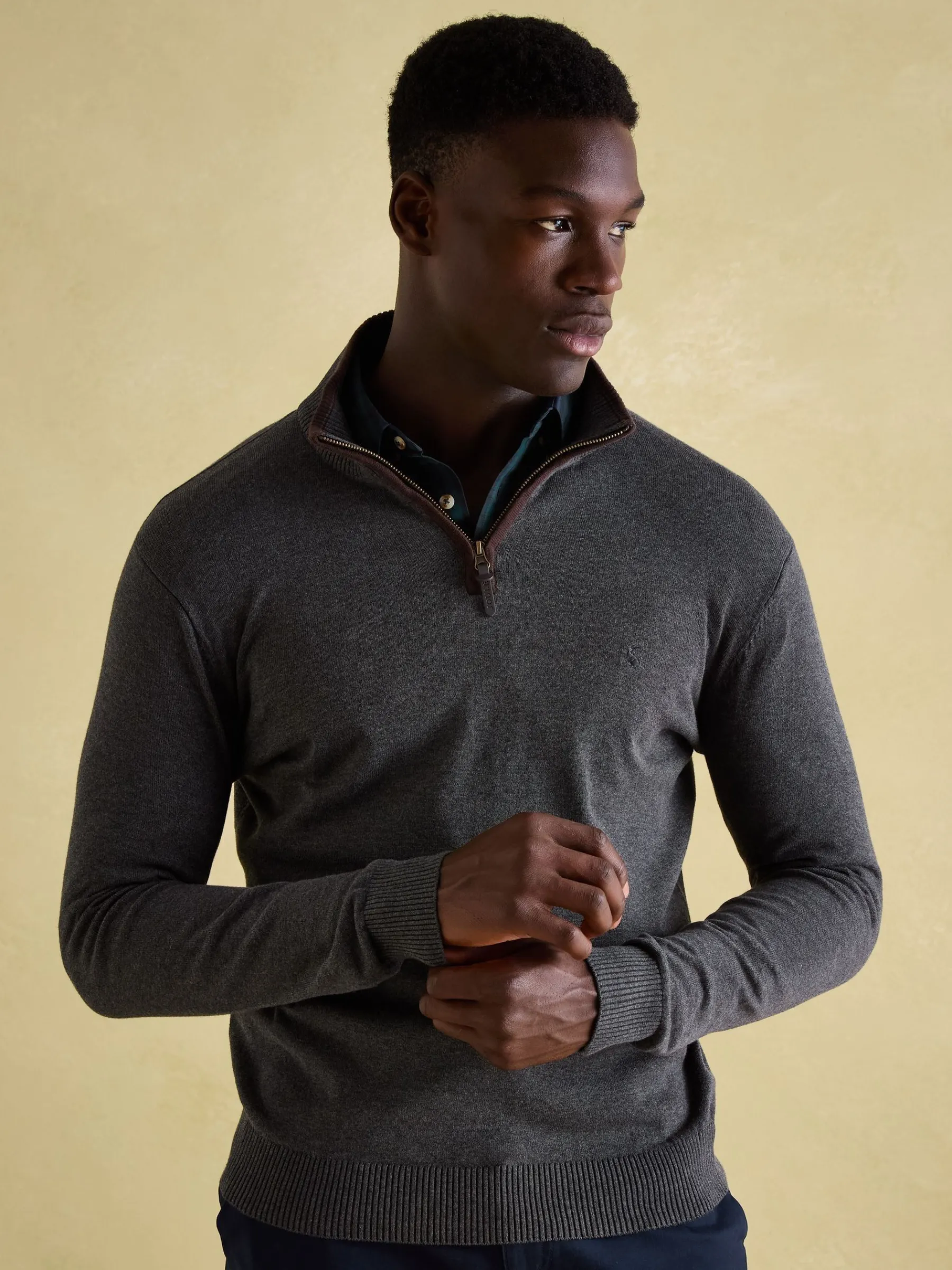 Hillside Charcoal Grey Quarter Zip Knit Jumper<Joules Online
