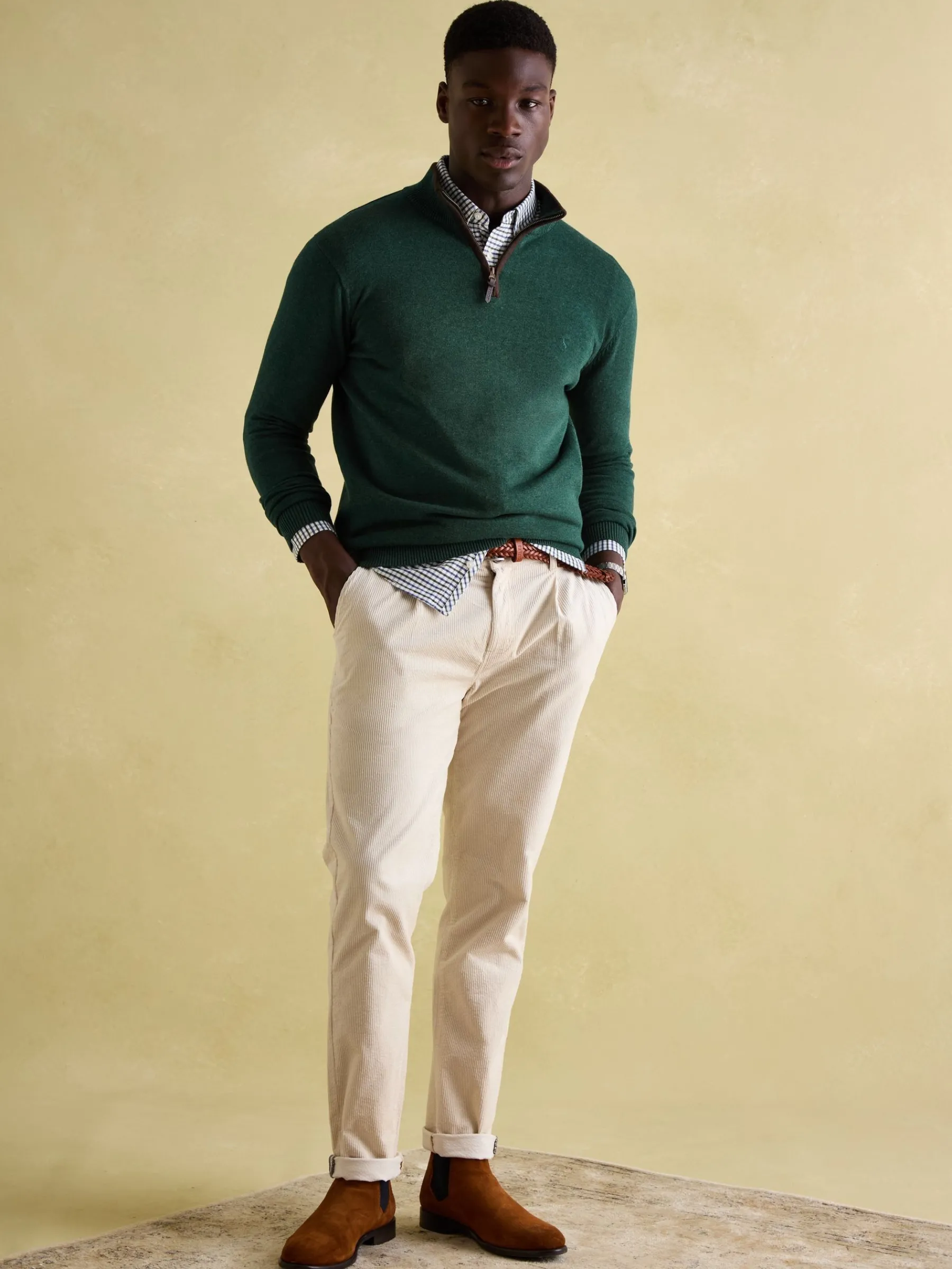 Hillside Dark Green Quarter Zip Knit Jumper<Joules Online