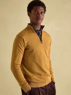 Hillside Dark Yellow Quarter Zip Knit Jumper<Joules Best
