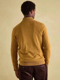 Hillside Dark Yellow Quarter Zip Knit Jumper<Joules Best