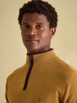 Hillside Dark Yellow Quarter Zip Knit Jumper<Joules Best