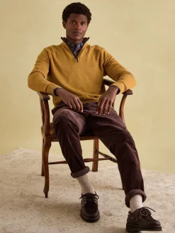 Hillside Dark Yellow Quarter Zip Knit Jumper<Joules Best