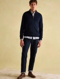 Hillside Navy Blue Quarter Zip Knit Jumper<Joules Discount