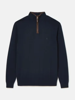 Hillside Navy Blue Quarter Zip Knit Jumper<Joules Discount