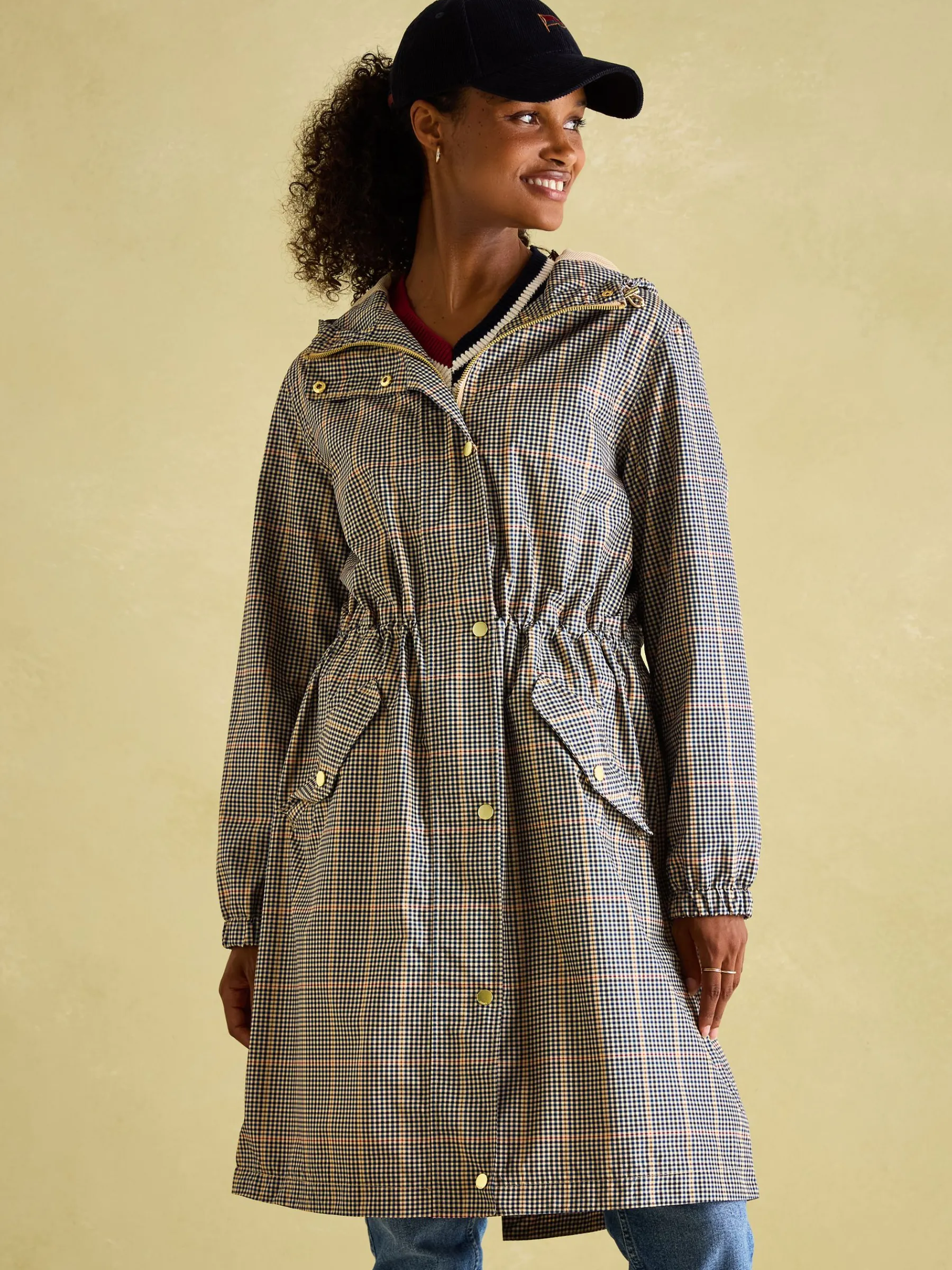 Holkham Brown Check Waterproof Packable Raincoat With Hood<Joules Best