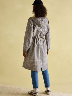 Holkham Brown Check Waterproof Packable Raincoat With Hood<Joules Best