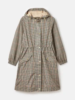 Holkham Brown Check Waterproof Packable Raincoat With Hood<Joules Best