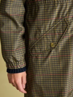 Holkham Khaki Green Check Waterproof Packable Raincoat With Hood<Joules Best