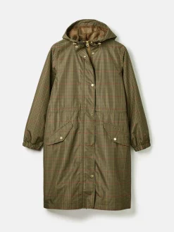 Holkham Khaki Green Check Waterproof Packable Raincoat With Hood<Joules Best