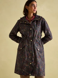 Holkham Navy Blue Paisley Waterproof Packable Raincoat With Hood<Joules