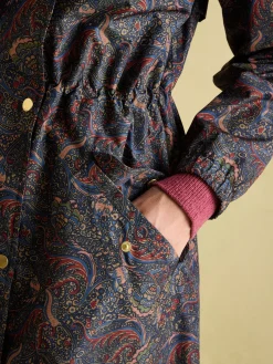 Holkham Navy Blue Paisley Waterproof Packable Raincoat With Hood<Joules