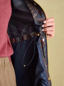 Holkham Navy Blue Paisley Waterproof Packable Raincoat With Hood<Joules