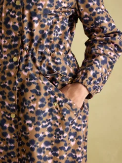 Holkham Tan Leopard Waterproof Packable Raincoat With Hood<Joules Sale