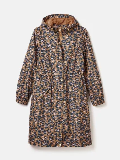 Holkham Tan Leopard Waterproof Packable Raincoat With Hood<Joules Sale