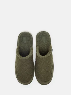 Homebound Dark Green Quilted Slippers<Joules
