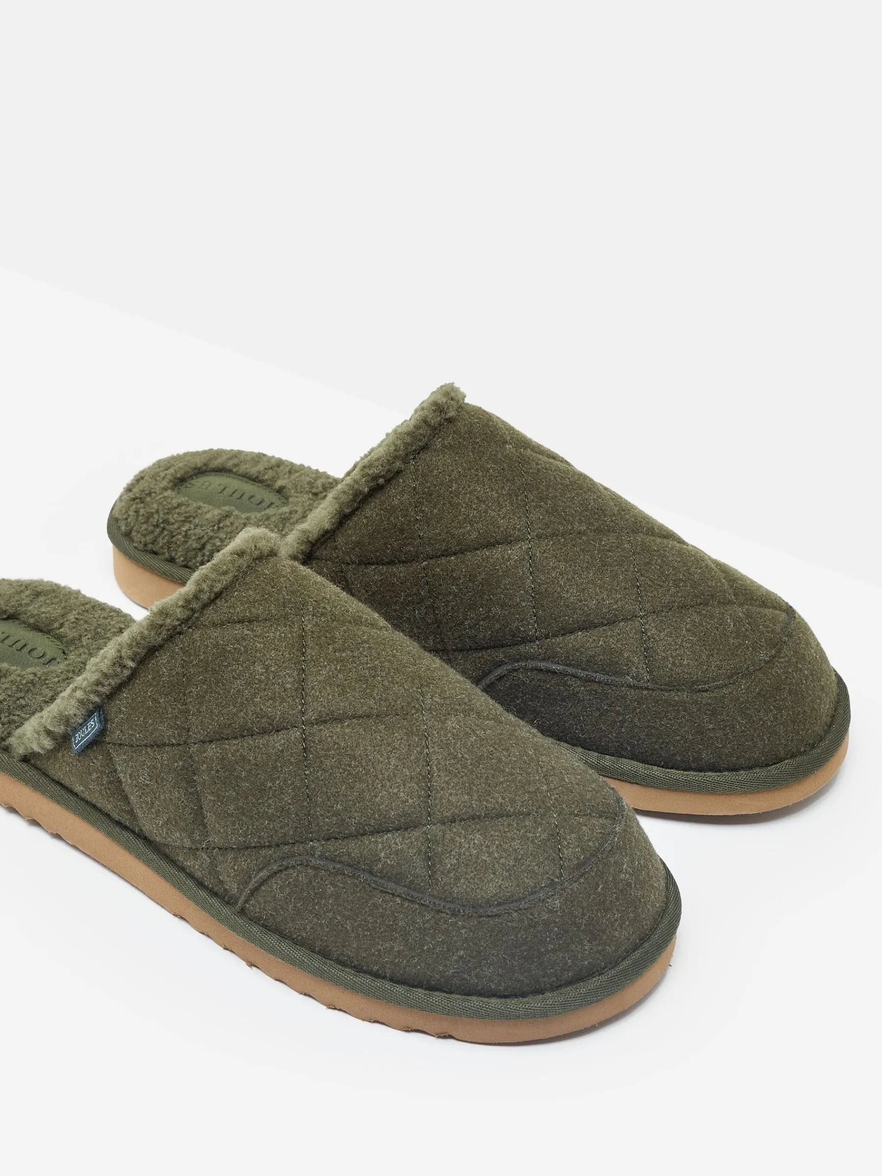 Homebound Dark Green Quilted Slippers<Joules