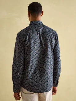 Invitation Navy Paisley Cotton Shirt<Joules